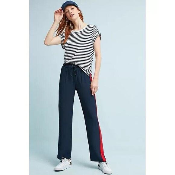 Anthropologie Pants - Second Female x Anthropologie Pants Wide Leg Track Drawstring XS Navy Sporty